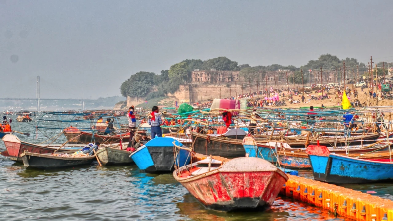 The Triveni Sangam at Prayagraj where the Ganga and Yamuna meet