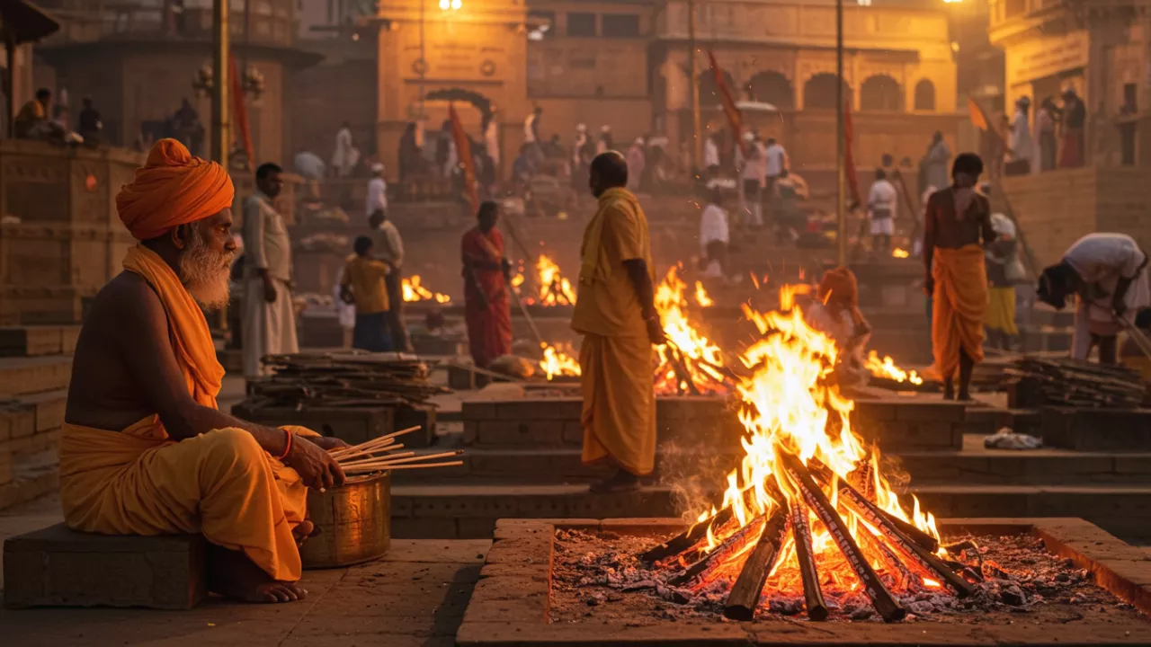 Harishchandra Ghat on the Ganga at Varanasi